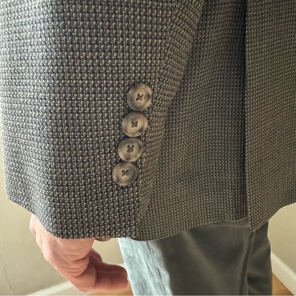 JOSEPH ABBOUD 2 Button Blazer Sport Coat Silk Wool Textured Grey Tan Brown 44R - Picture 9 of 16